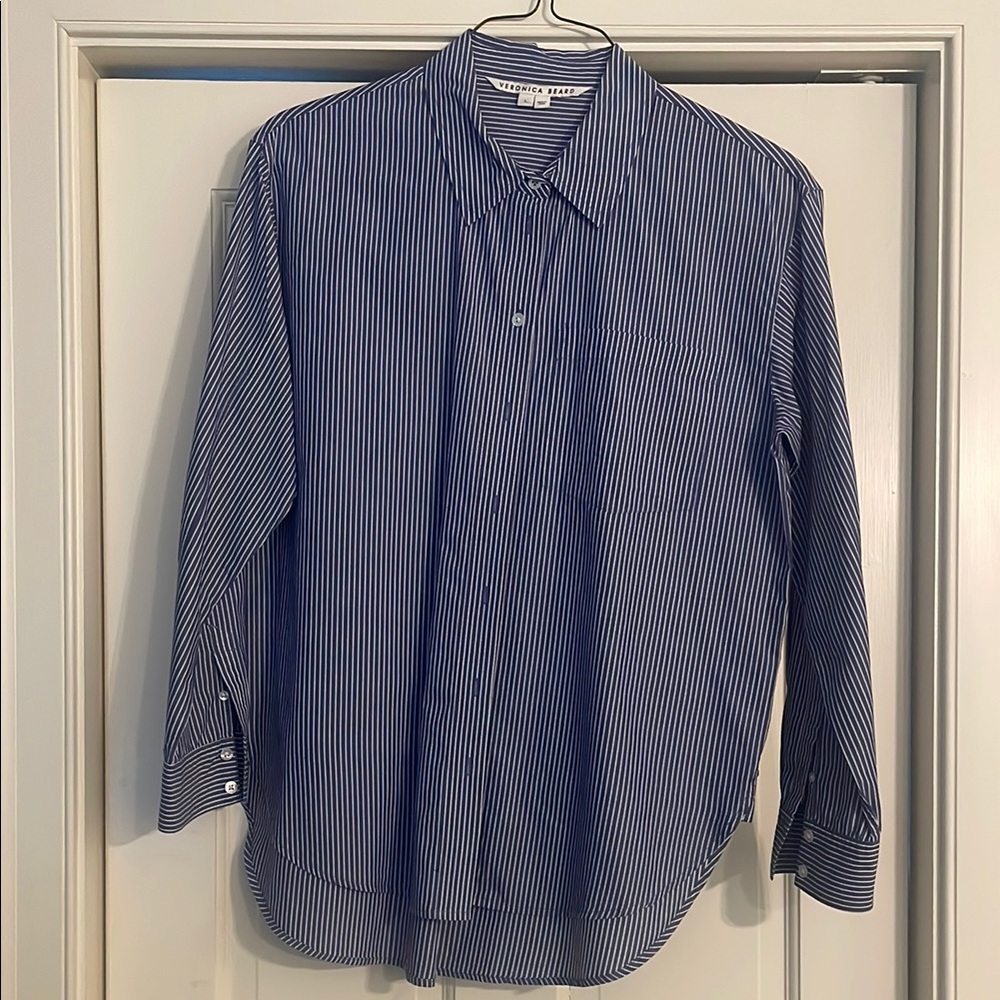 Veronica Beard Blue Blouse Classic Long Sleeve